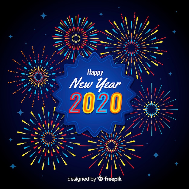 Free vector fireworks new year 2020