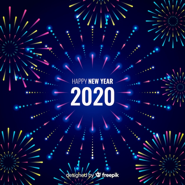 Free vector fireworks new year 2020