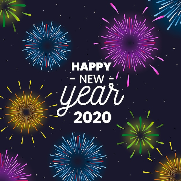 Free vector fireworks new year 2020