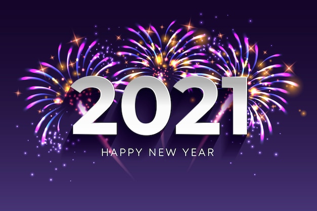 Free vector fireworks new year 2021