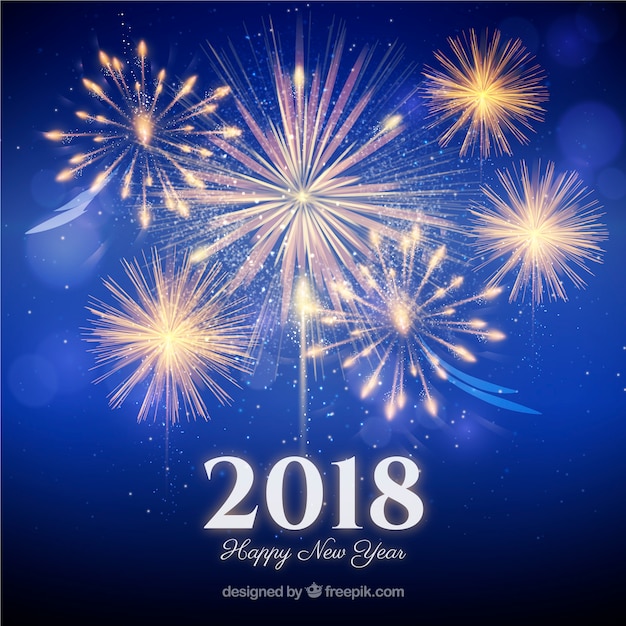 Fireworks new year background 2018