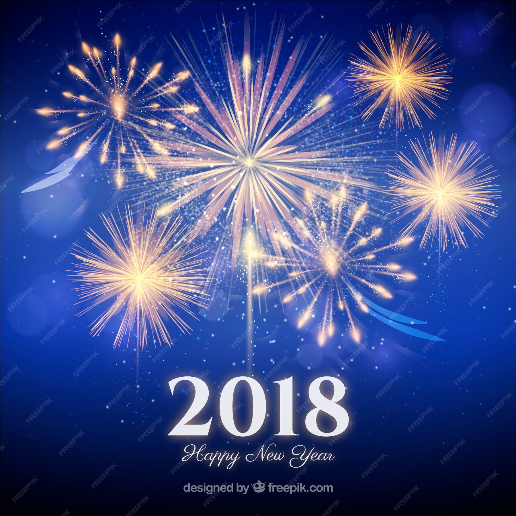 Free Vector | Fireworks new year background 2018