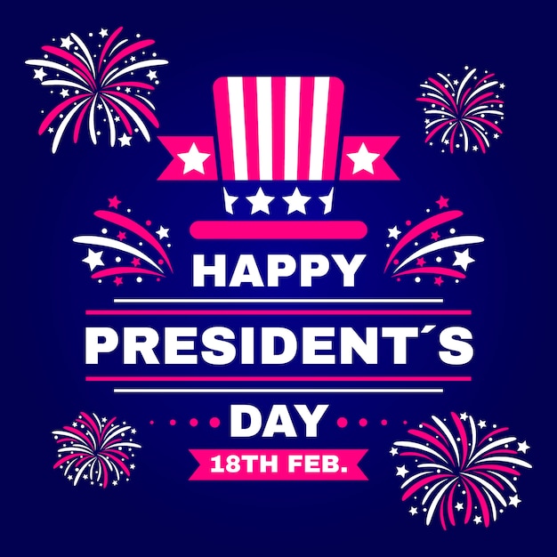 Free vector fireworks president's day greeting