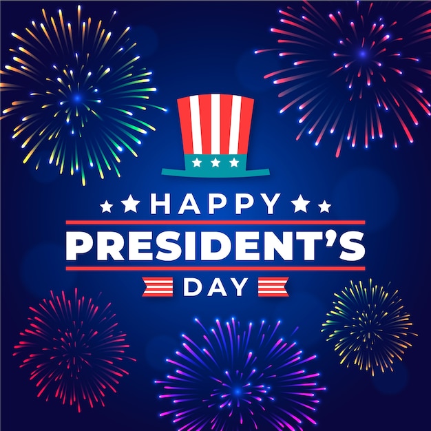 Free vector fireworks president's day greeting