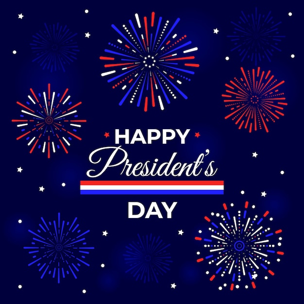 Free vector fireworks president's day greeting