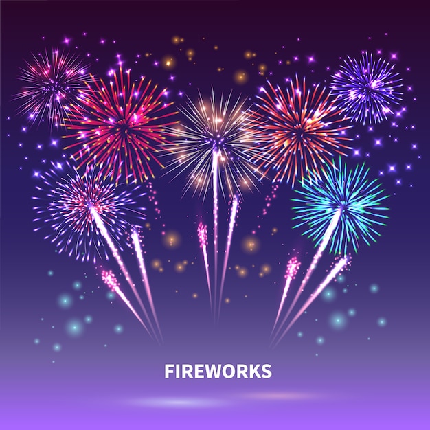 Free vector fireworks show  composition