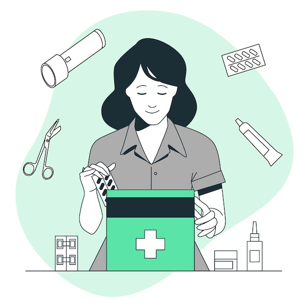 Free vector first aid kit concept illustration