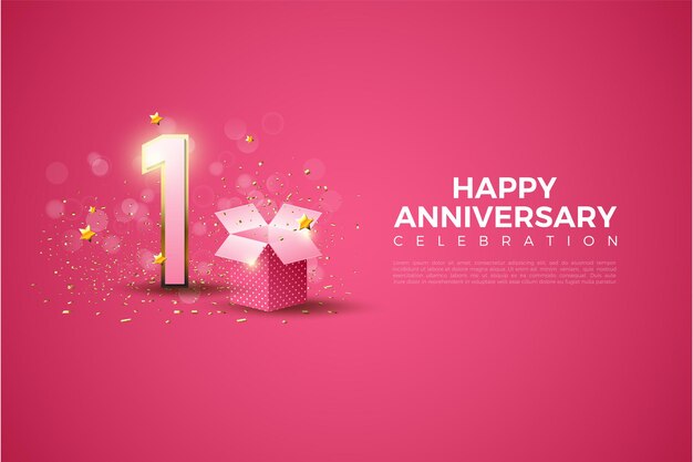 かわいい1歳の誕生日カードテンプレート 無料のベクター