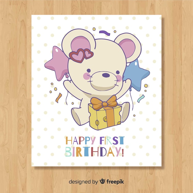 First birthday card template