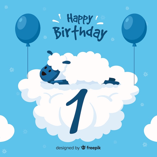 Free vector first birthday card