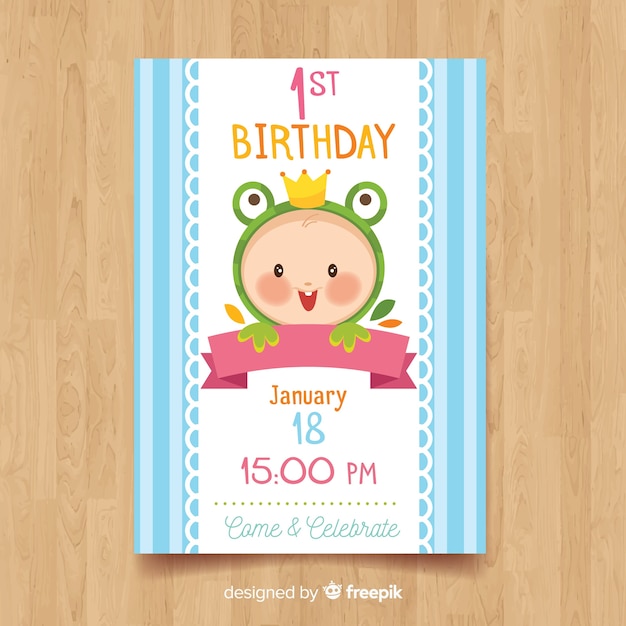 Free vector first birthday card