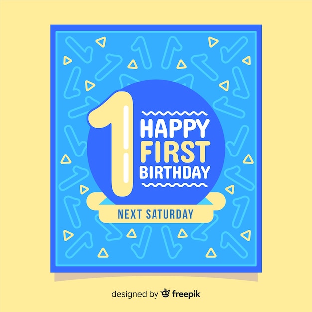 Free vector first birthday card