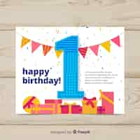 Free vector first birthday card