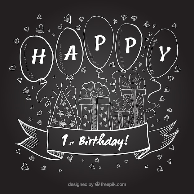 Free vector first birthday chalkboard