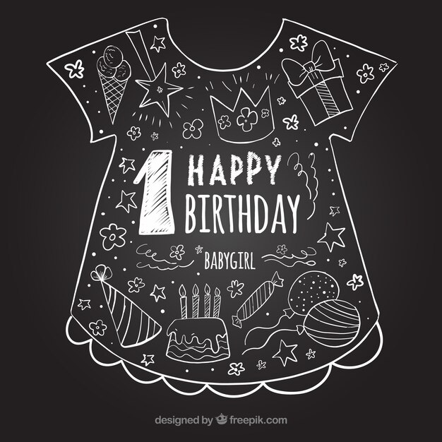 Free vector first birthday chalkboard