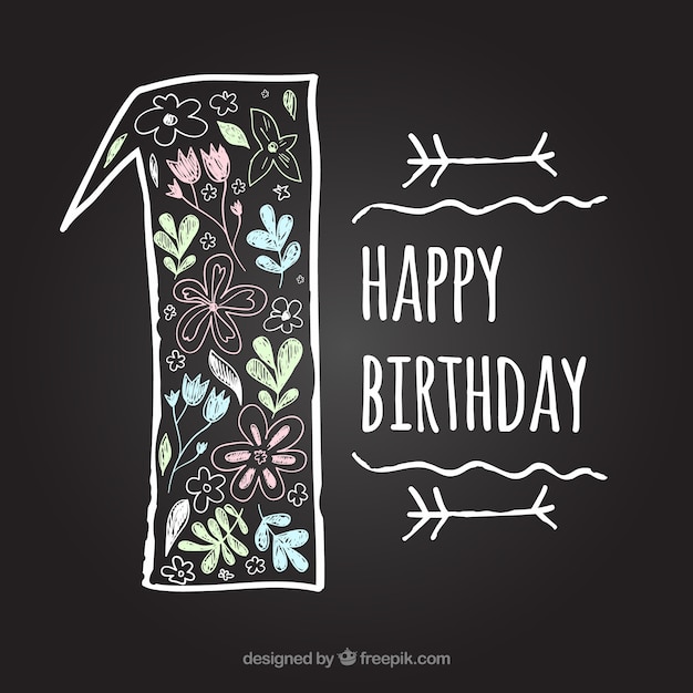 Free vector first birthday chalkboard