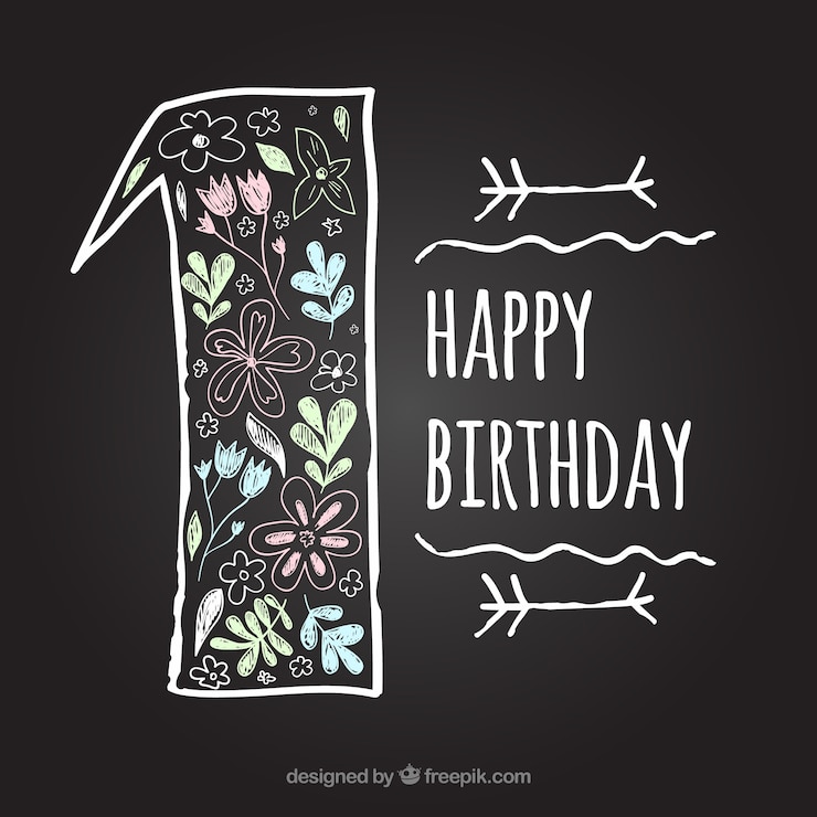 Free Vector first birthday chalkboard
