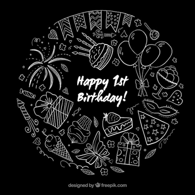 Free vector first birthday chalkboard