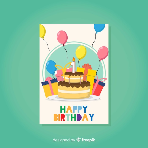 First birthday colorful card template