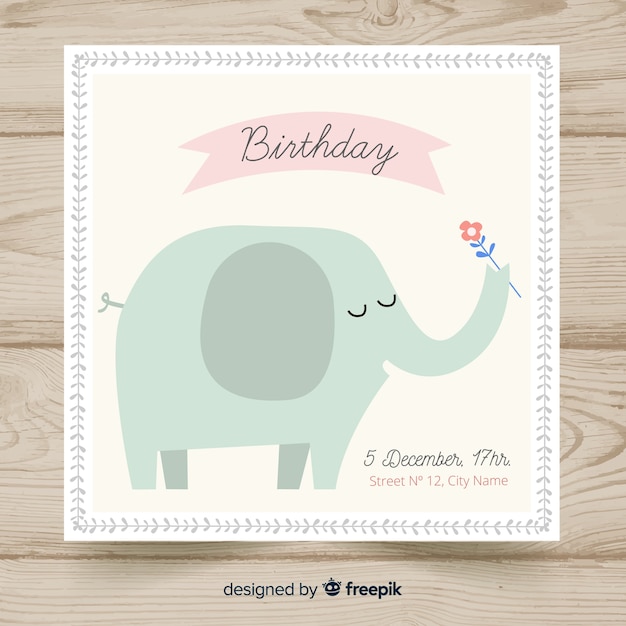 Free vector first birthday party invitation card