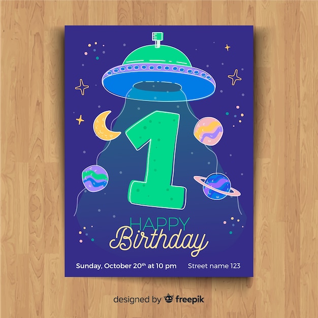 First birthday party invitation card