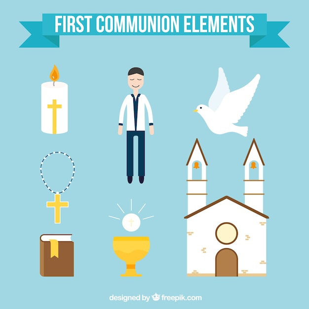 Free vector first communion boy elements collection