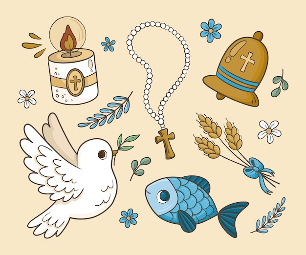 Free vector first communion element collection