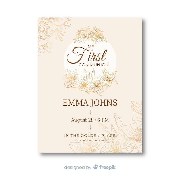 Free vector first communion invitation template