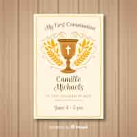 Free vector first communion invitation template