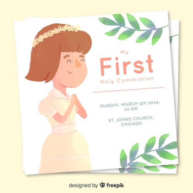 Free vector first communion invitation template