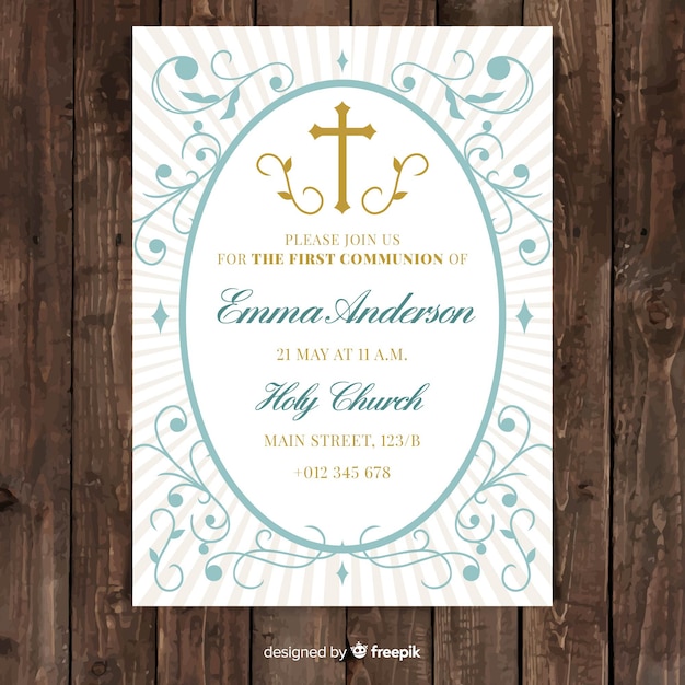 Free vector first communion invitation template