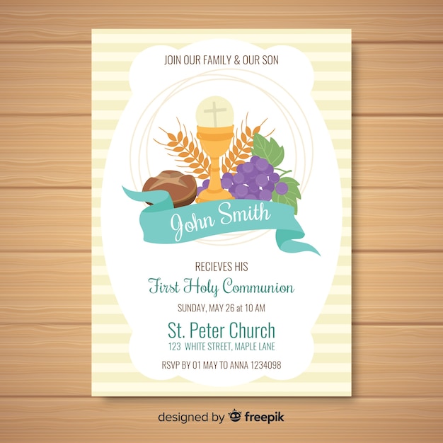 First communion invitation template