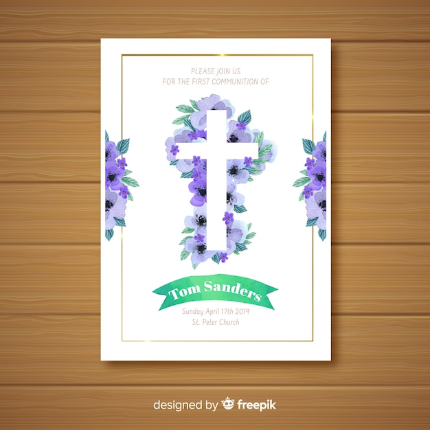 Free vector first communion invitation template