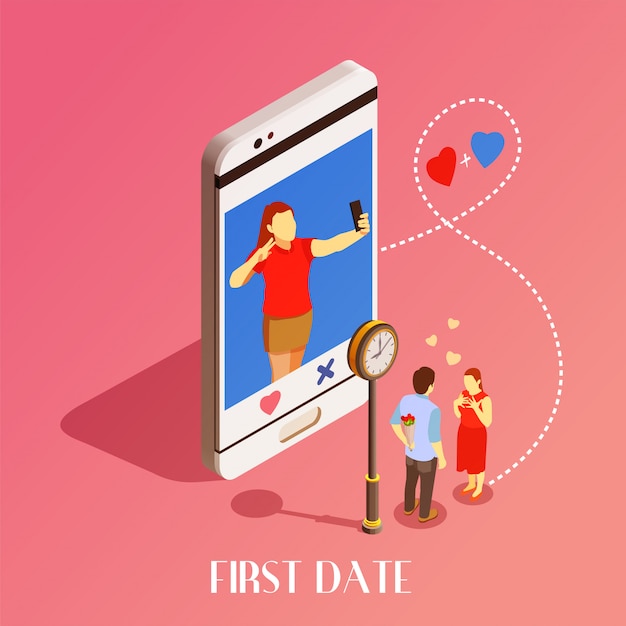 First date isometric design concept