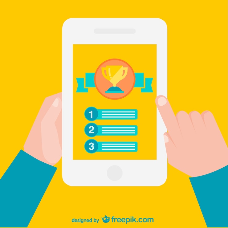 Free Vector first place cup in a tablet screen
