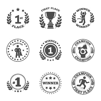 First place icons set