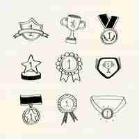 Free vector first place winner doodles collection vector