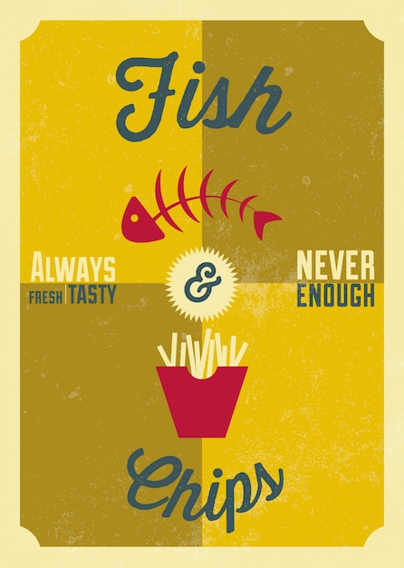 Vettore gratuito fish and chips poster design