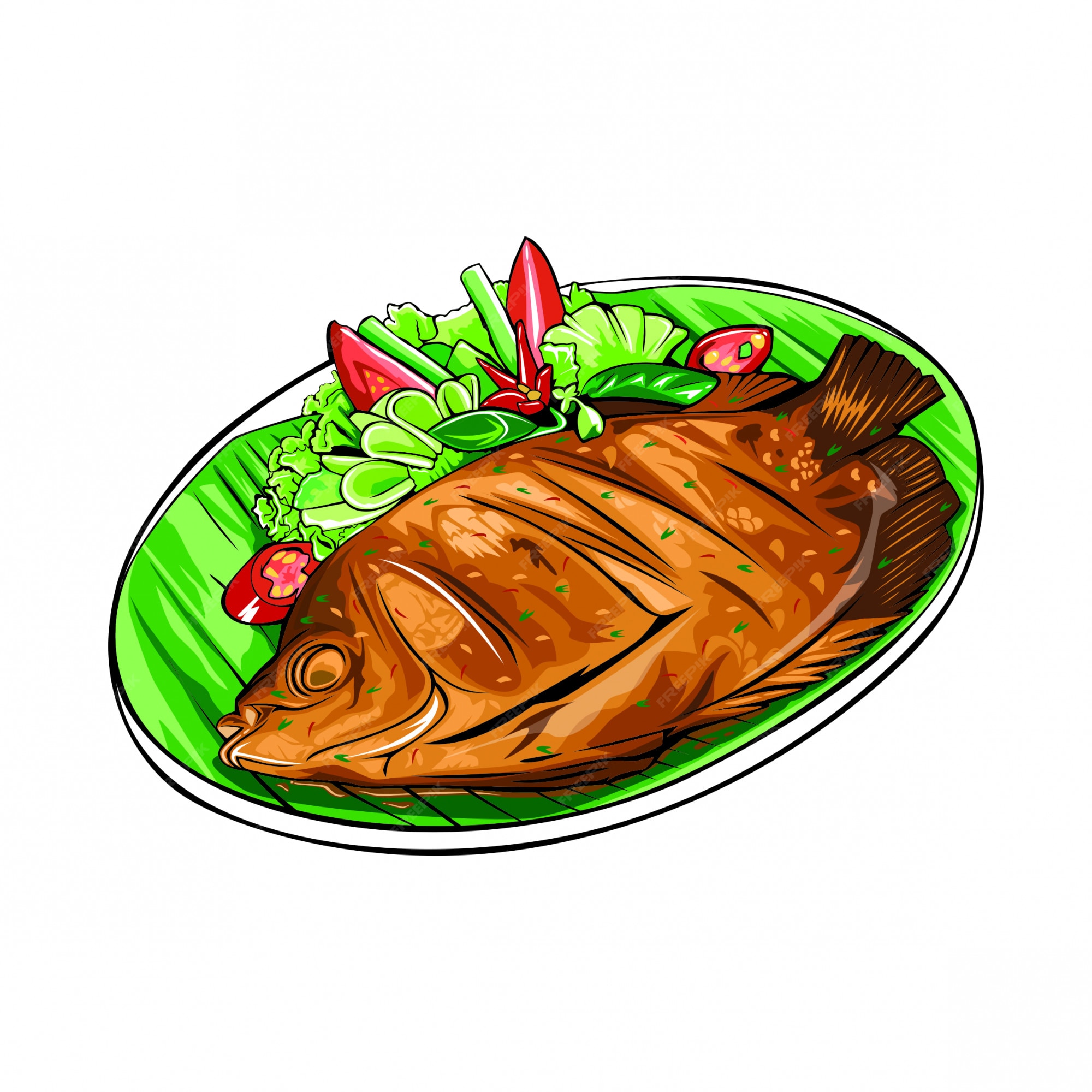 premium-vector-fish-dish-on-a-plate