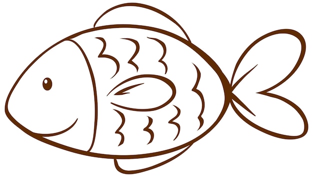 Pesce in stile semplice doodle su priorità bassa bianca