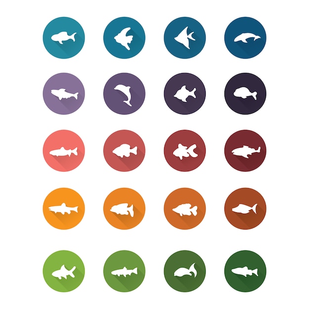 Free vector fish icons collection