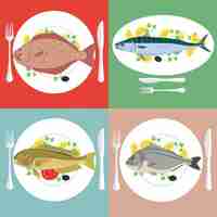 Free vector fish plates collection