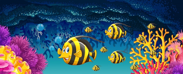 Fish swimming under the ocean