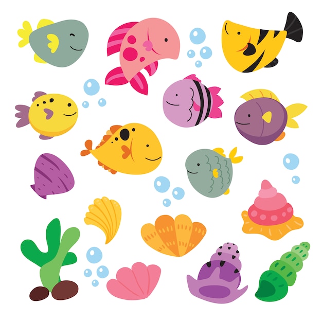 Free vector fishes illustration collection