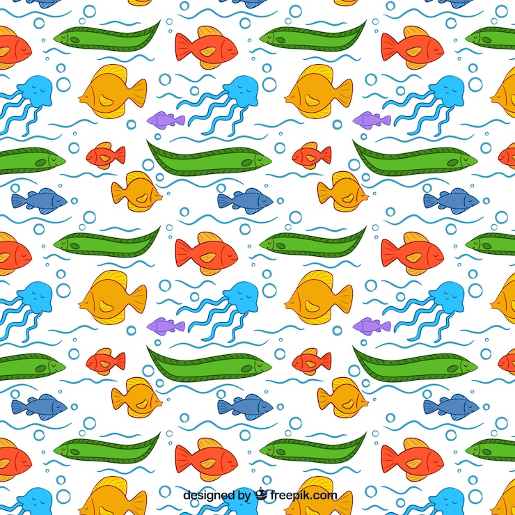 Free Vector fishes pattern