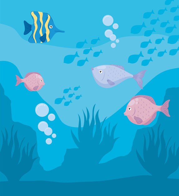 fishes swiming undersea nature scene