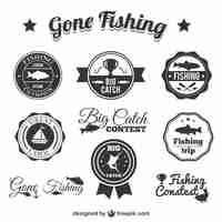 Free vector fishing badges pack