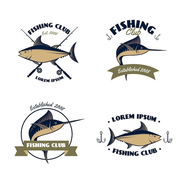 Free vector fishing club badge collection