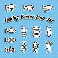 Free vector fishing icon set