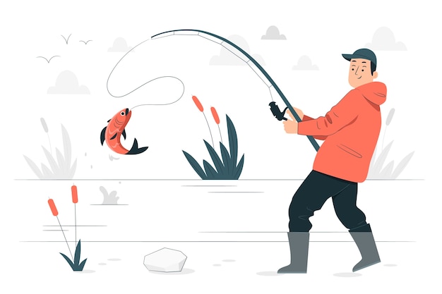 Vettore gratuito illustrazione del concetto di canna da pesca